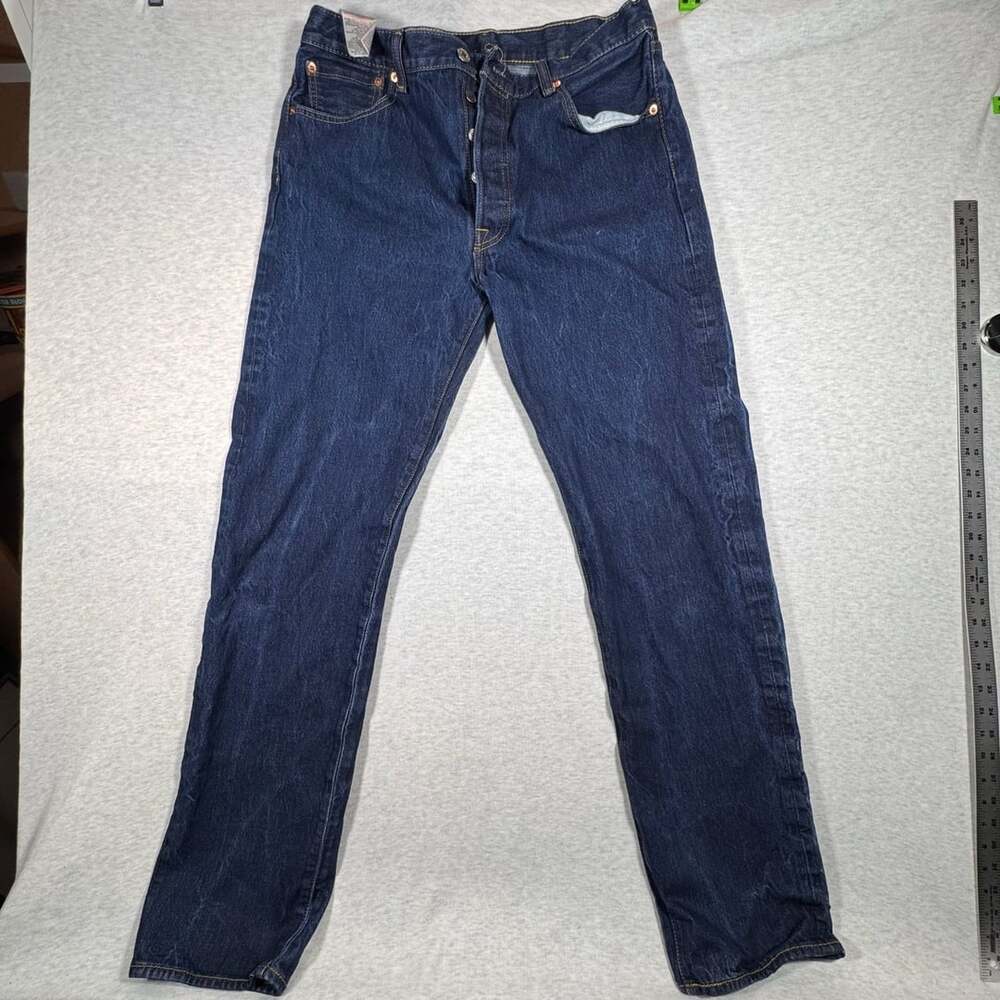 Levi's 501 Jeans Size 32x30 Dark Blue Denim Button Fly Straight Leg